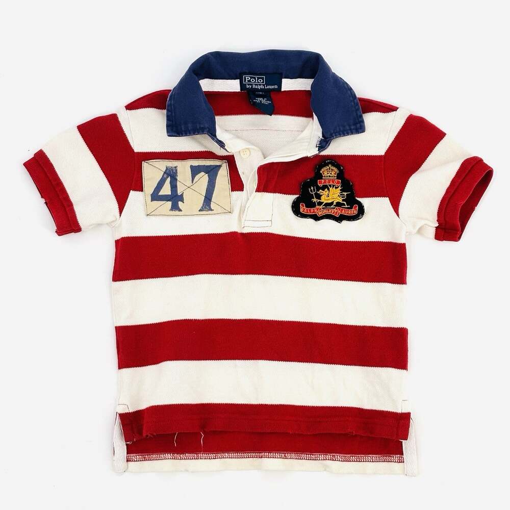 Vintage Polo Ralph Lauren Polo Rugby Shirt Boys Size 2 2T RARE 1944 1951